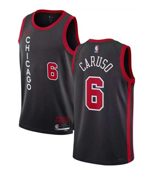 Men%27s Chicago Bulls #6 Alex Caruso Black 2023-24 City Edition Stitched Basketball Jersey Dzhi